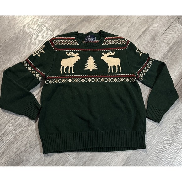 American Living Other - American Living Sweater Men's Large Green Fair Isle Nordic Moose Lodge